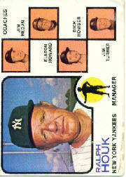1973 Topps Baseball Cards      116A    Ralph Houk MG/Jim Hegan/Elston Howard/Dick Howser/Jim Turner Solid Background